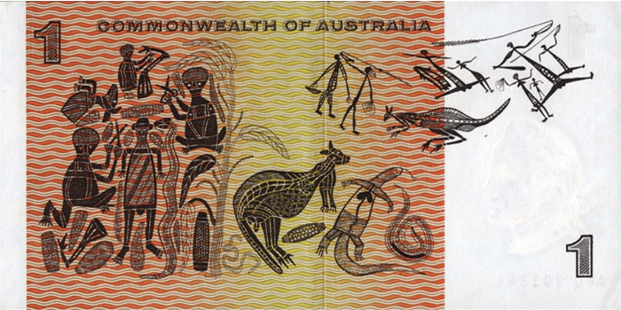 Australia 1966-1974 $1 Paper Note Reverse