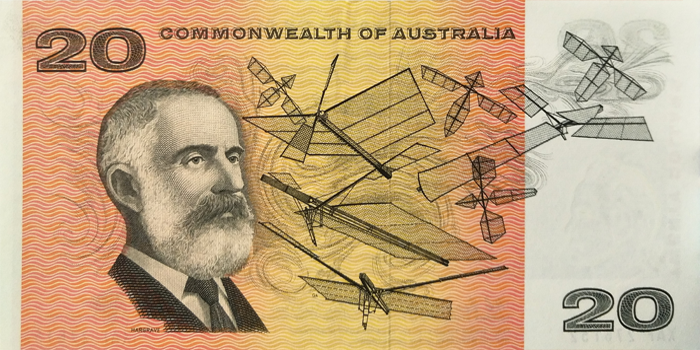 Australia 1966-1974 $20 Paper Note Reverse