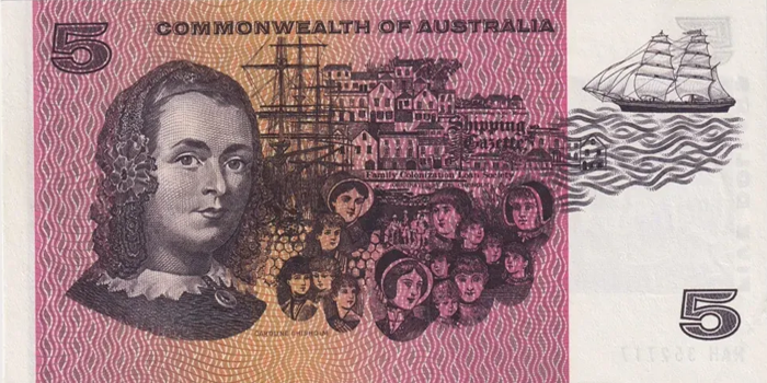 Australia 1966-1974 $5 Paper Note Reverse