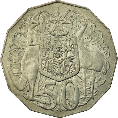 1969 Australia Fifty Cents - Coat of Arms Reverse