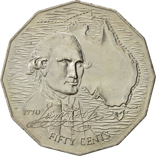 1970 Australia Fifty Cents - James Cook Reverse