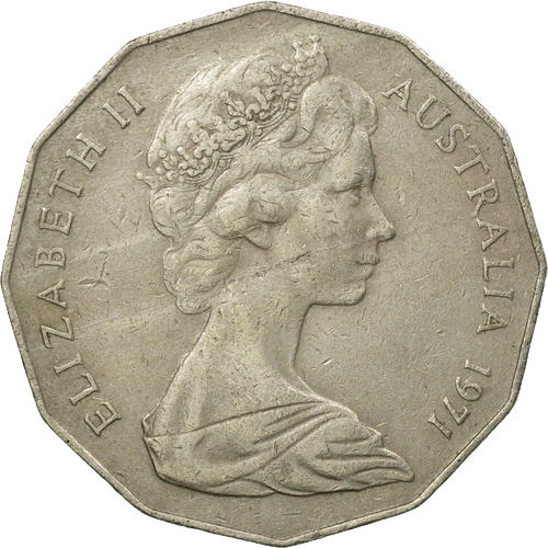1971 Australia Fifty Cents - Coat of Arms Obverse