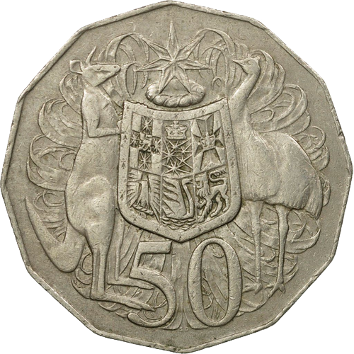 1971 Australia Fifty Cents - Coat of Arms Reverse