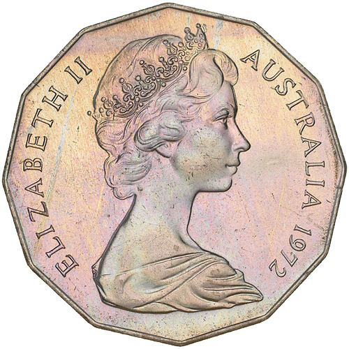 1972 Australia Fifty Cents - Coat of Arms Obverse