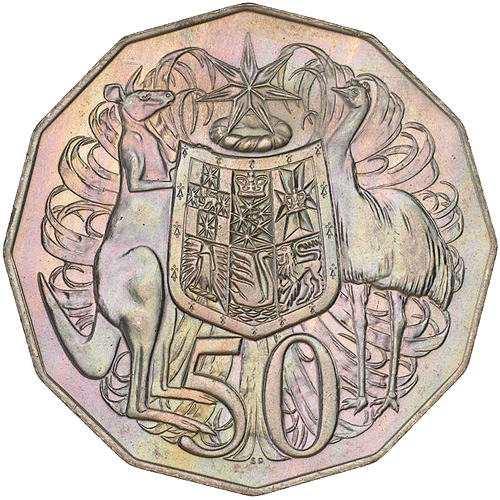 1972 Australia Fifty Cents - Coat of Arms Reverse