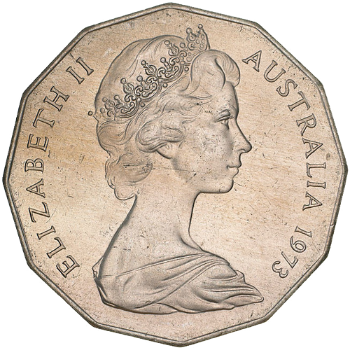 1973 Australia Fifty Cents - Coat of Arms Obverse