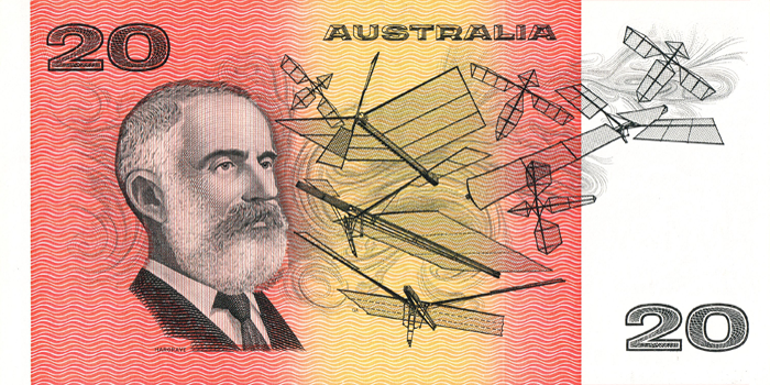Australia 1974-1984 $20 Paper Note Reverse