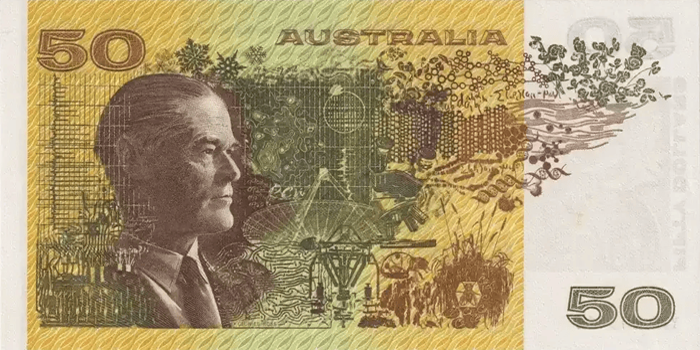 Australia 1974-1984 $50 Paper Note Reverse