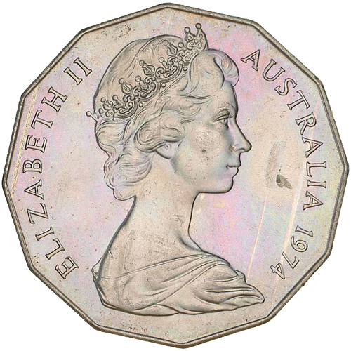 1974 Australia Fifty Cents - Coat of Arms Obverse