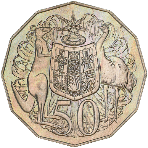 1974 Australia Fifty Cents - Coat of Arms Reverse