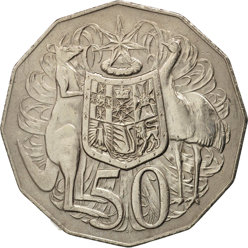 1976 Australia Fifty Cents - Coat of Arms Reverse