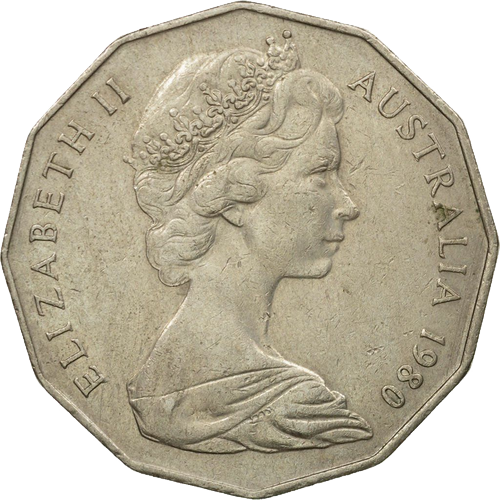 1980 Australia Fifty Cents - Coat of Arms Obverse