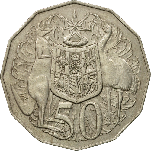 1980 Australia Fifty Cents - Coat of Arms Reverse