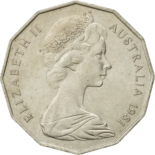 1981 Australia Fifty Cents - Coat of Arms Obverse
