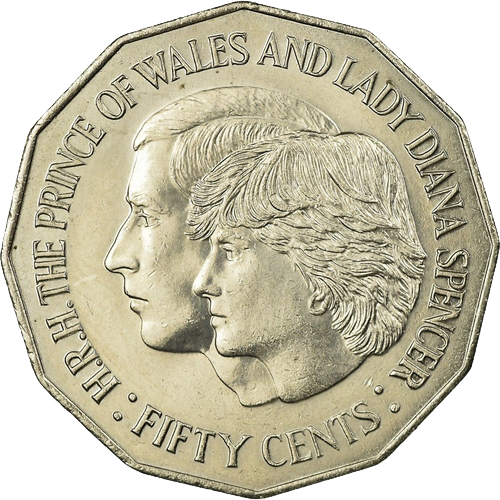 1981 Australia Fifty Cents - Royal Wedding Reverse