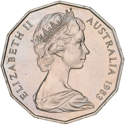1983 Australia Fifty Cents - Coat of Arms Obverse