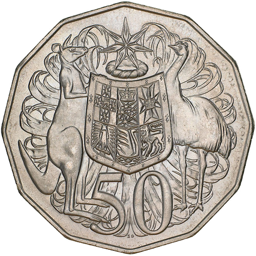 1983 Australia Fifty Cents - Coat of Arms Reverse