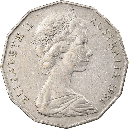 1984 Australia Fifty Cents - Coat of Arms Obverse