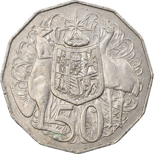 1984 Australia Fifty Cents - Coat of Arms Reverse