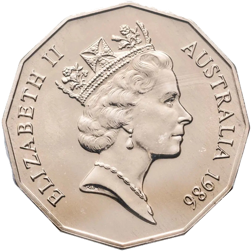 1986 Australia Fifty Cents - Coat of Arms (Mint Sets Only) Obverse