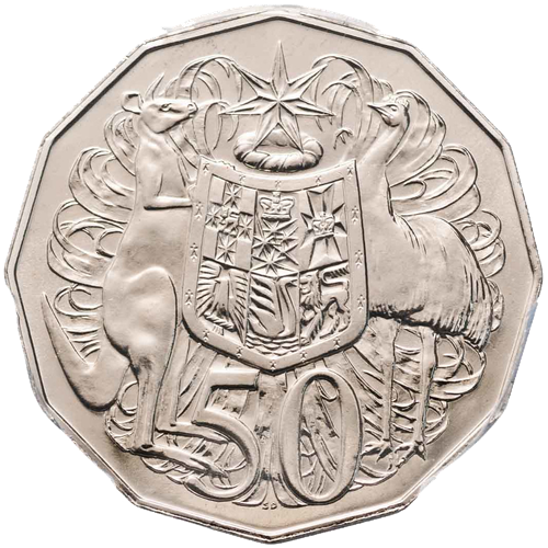 1986 Australia Fifty Cents - Coat of Arms (Mint Sets Only) Reverse