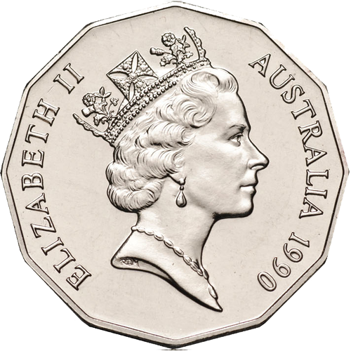 1990 Australia Fifty Cents - Coat of Arms (Mint Sets Only) Obverse