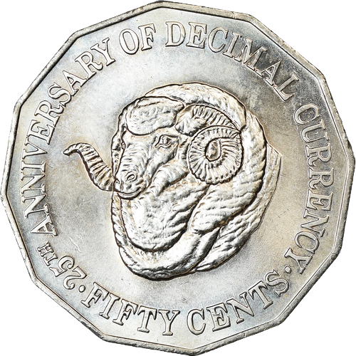 1991 Australia Fifty Cents - 25th Anniversary of Decimal Currency Reverse