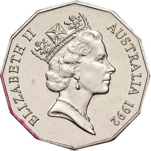1992 Australia Fifty Cents - Coat of Arms (Mint Sets Only) Obverse