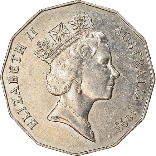 1993 Australia Fifty Cents - Coat of Arms Obverse