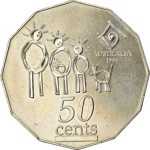 1994 Australia Fifty Cents - International Year of the Family Pricing