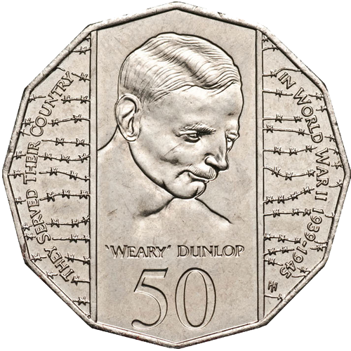 1995 Australia Fifty Cents - 50th Anniversary of the End of World War II Pricing
