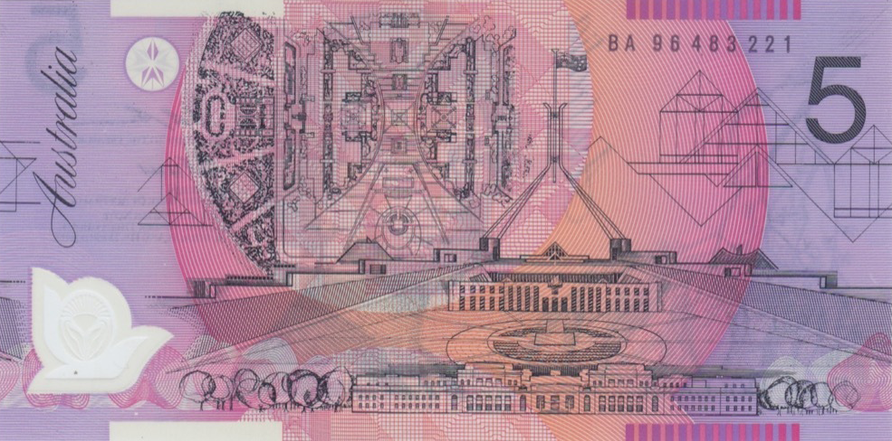 Australia 1996 $5 Polymer Note Reverse