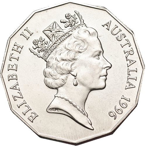 1996 Australia Fifty Cents - Coat of Arms Obverse