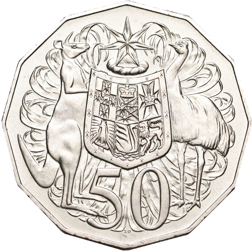 1996 Australia Fifty Cents - Coat of Arms Reverse
