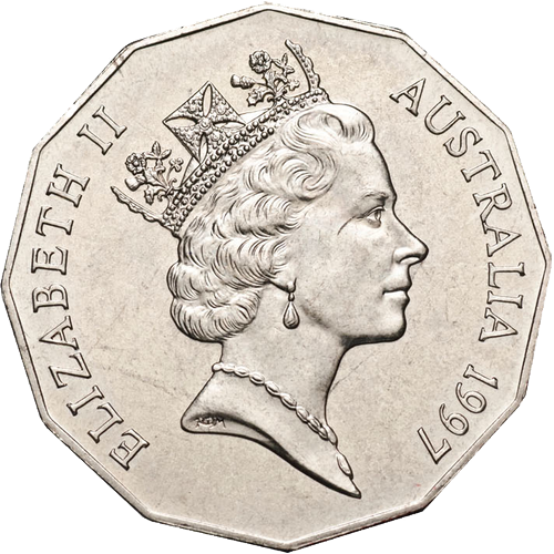 1997 Australia Fifty Cents - Coat of Arms Obverse