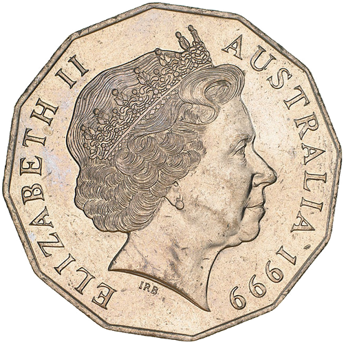 1999 Australia Fifty Cents - Coat of Arms Obverse