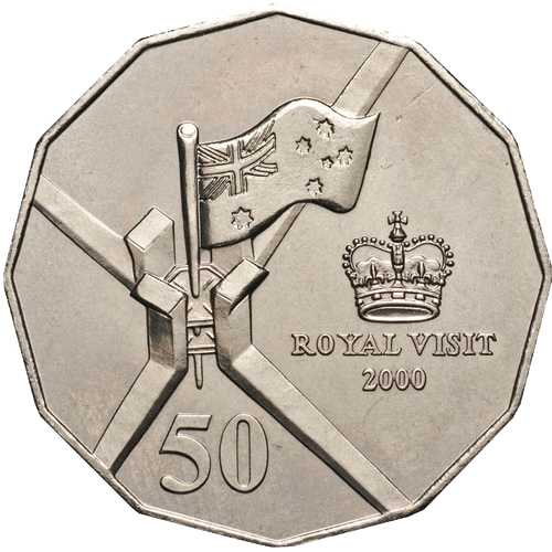 2000 Australia Fifty Cents - Royal Visit Reverse