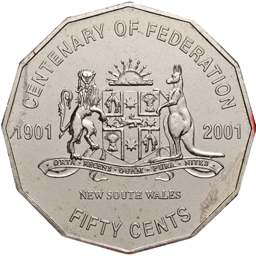 2001 Australia Fifty Cents - Centenary of Federation - New South Wales Pricing