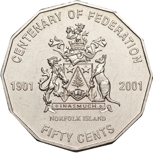 2001 Australia Fifty Cents - Centenary of Federation - Norfolk Island Reverse
