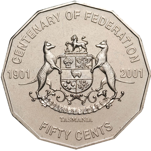 2001 Australia Fifty Cents - Centenary of Federation - Tasmania Reverse