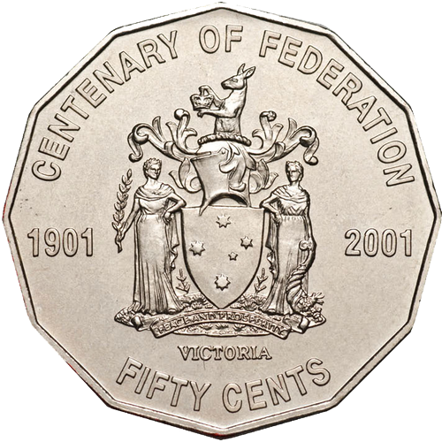 2001 Australia Fifty Cents - Centenary of Federation - Victoria Reverse