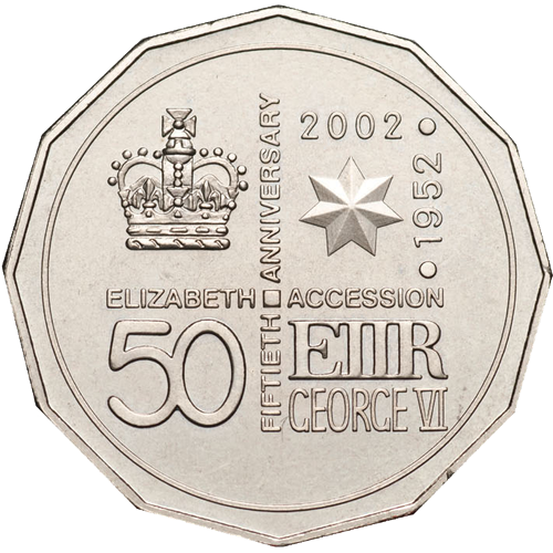 2002 Australia Fifty Cents - Accession Golden Jubilee Pricing