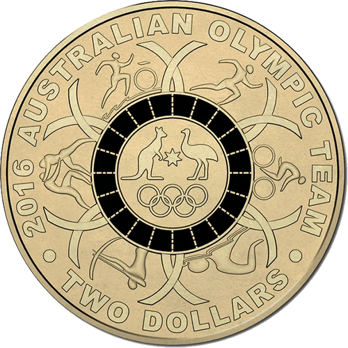 2016 $2 Australian Olympic Team Black Ring Reverse