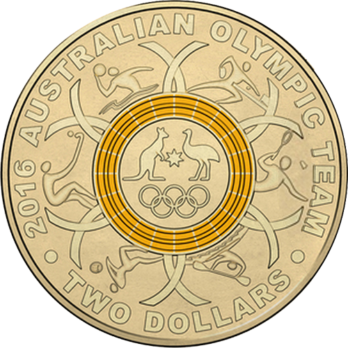 2016 $2 Australian Olympic Team Yellow Ring Pricing