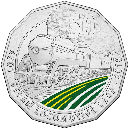 2018 Australia Fifty Cents - A Legend of Steam - 3801 Reverse