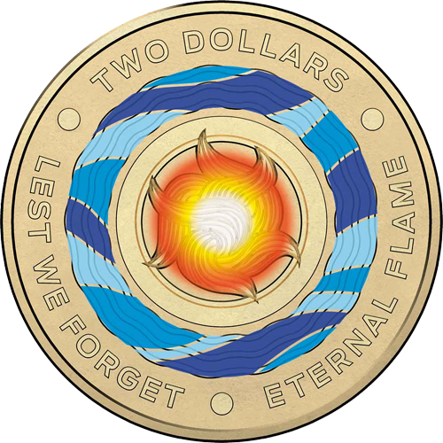 2018 $2 Lest We Forget Eternal Flame Reverse