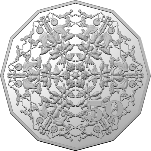 2019 Australia Fifty Cents - Christmas Decoration - Twelve Days of Christmas Reverse