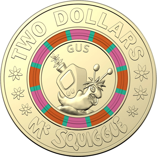 2019 $2 Mr Squiggle Gus the Snail Reverse