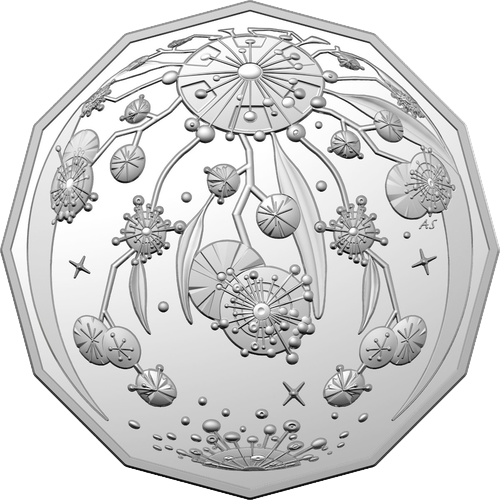 2020 Australia Fifty Cents - Christmas Decoration - Golden Wattle Reverse