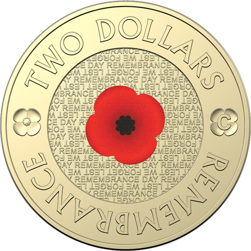 2022 $2 Remembrance Day Red Poppy 10th Anniversary Reverse